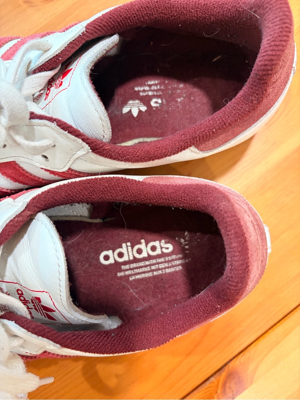 Adidas Samba White and Burgundy Classic Sneakers - Picture 3 of 7